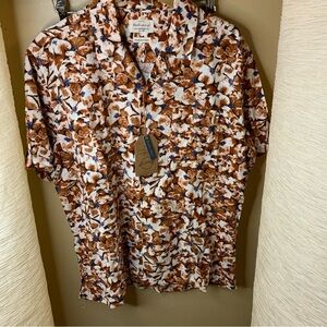 NWT weatherproof vintage men’s washable linen pattern button down shirt size L